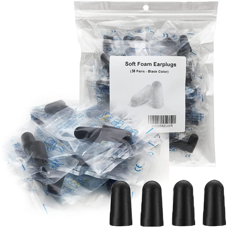 [Australia] - 30 Pair Earplugs for Noise Cancelling Noise Blocking Ultra Soft Ear Plugs for Sleeping Study Work Black 31 Pair (Pack of 1) 