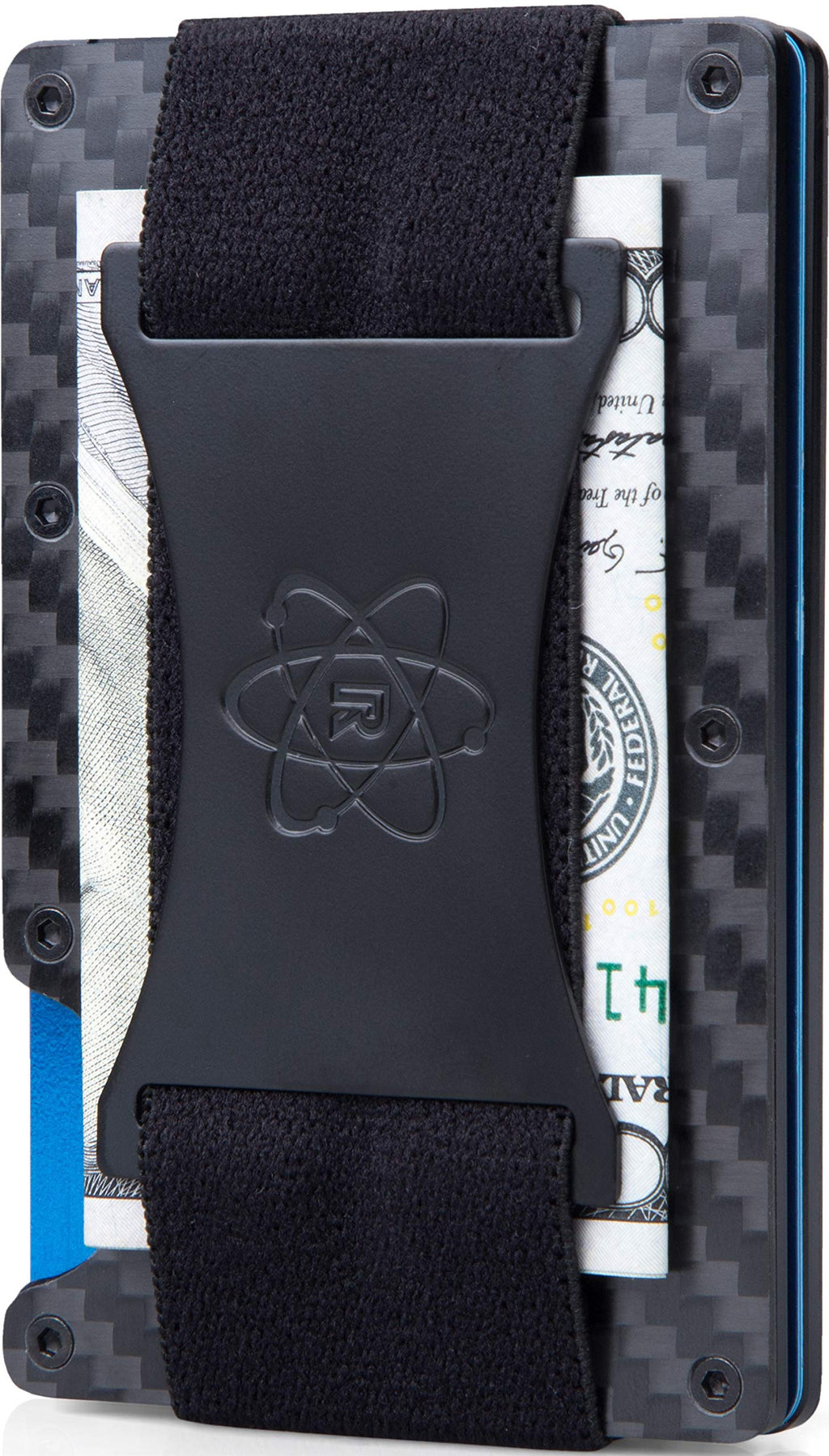 [Australia] - Carbon Fiber Minimalist Wallet for Men - RFID Wallets for Men Credit Card Holder Metal Cash Strap - Slim Rigid Mens Wallets Carbon Weave 