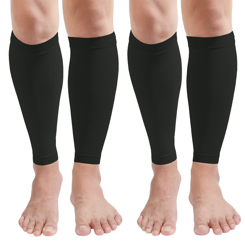 [Australia] - MGANG® Calf Compression Sleeve, (2 Pairs) 20-30mmHg Leg Compression Socks, Unisex for Pain Relief, Swelling, Edema, Maternity, Varicose Veins, Shin Splint, Nursing, Travel, Black S/M Small/Medium (2 Pair) 1 Pair Black + 1 Pair Black 