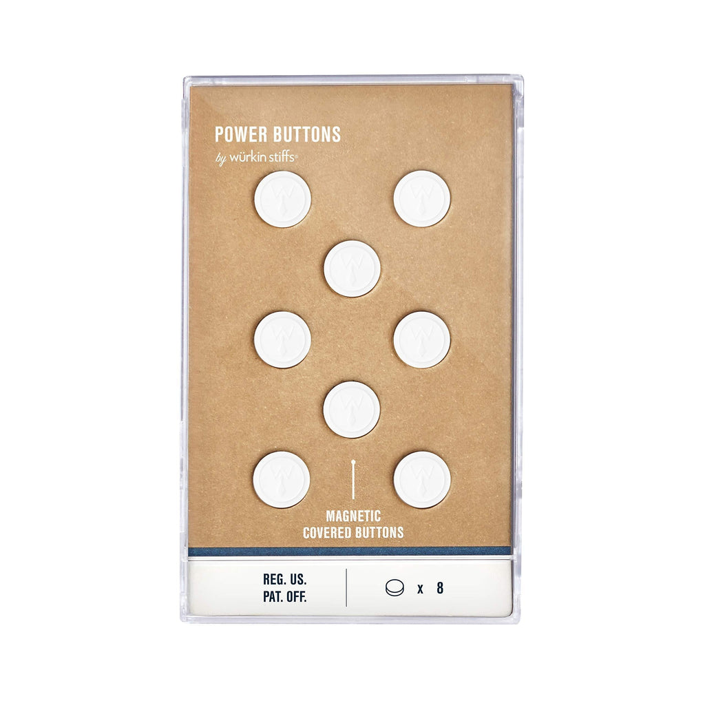 [Australia] - Würkin Stiffs 8 White Plastic Covered Magnetic Power Buttons - Collar Stays 