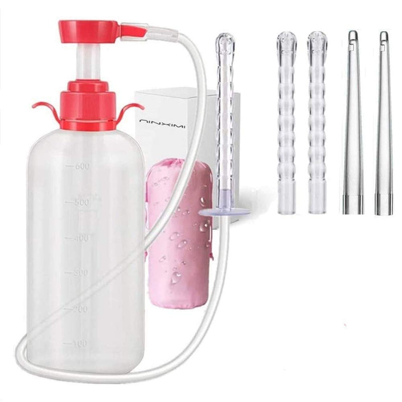 [Australia] - Vaginal Douche Enema Cleaner 600ml Reusable Manual Pressure Anal Vaginal Cleaning System Portable Kit 