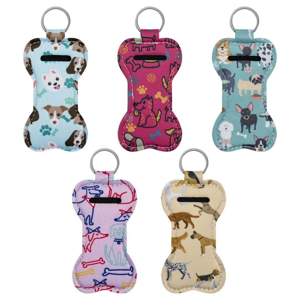 [Australia] - Beautyflier Neoprene Chapstick Lipstick Keychain Holder (Dog Pattern) Dog Pattern 