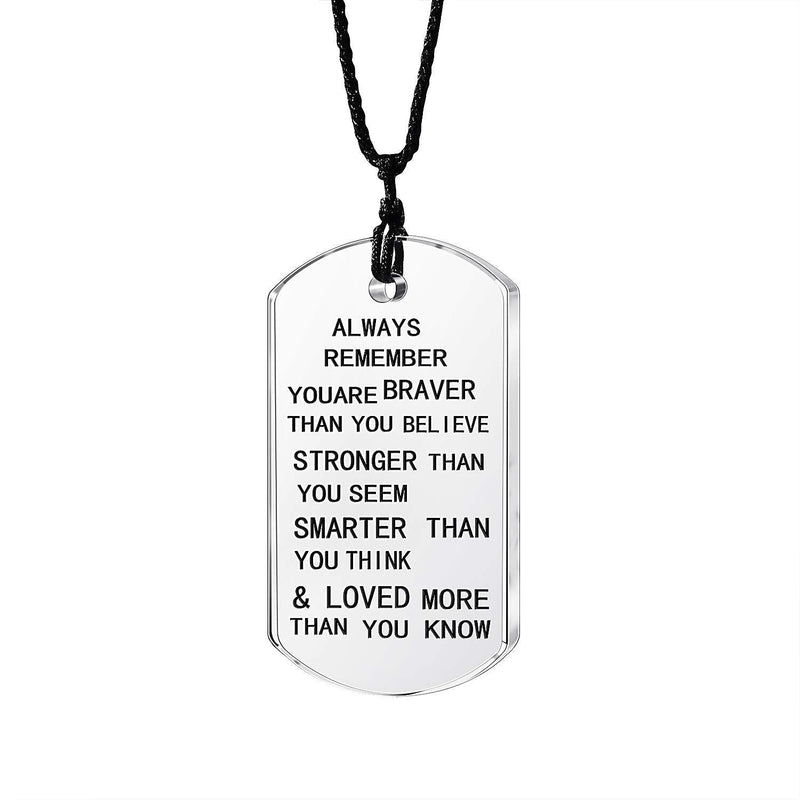 [Australia] - lauhonmin Always Remember You are Braver/Stronger/Smarter Than You Think Pendant Necklace Family Friend Gift Unisex Black Words Transparent Crystal 