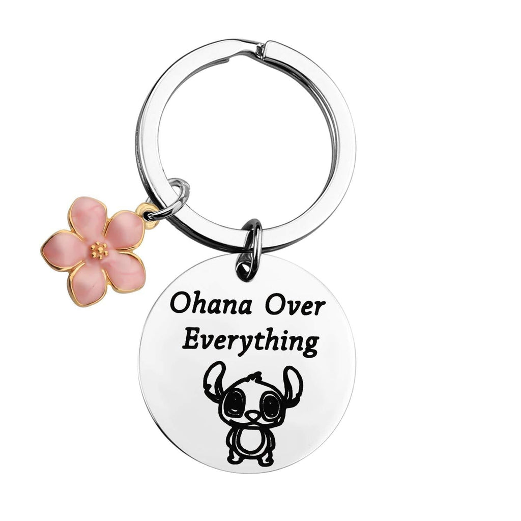 [Australia] - TIIMGOhana Gift Funny Stitch Gift Lilo & Stitch Inspired Gift Hibiscus Flower Jewelry Stitch Keychain Ohana Over Everything Hawaiian Trip Gift 