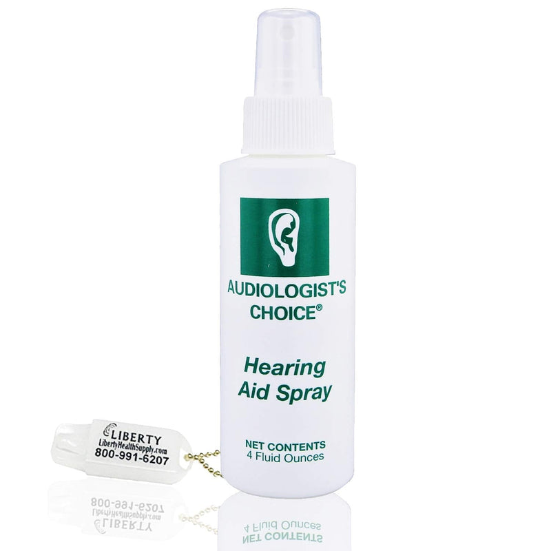 [Australia] - Audiologist's Choice Hearing Aid Cleaner (4 oz Spray) - Cleans Your Hearing Aids - Includes Liberty Hearing Aid Battery Keychain 4 Fl Oz (Pack of 1) 