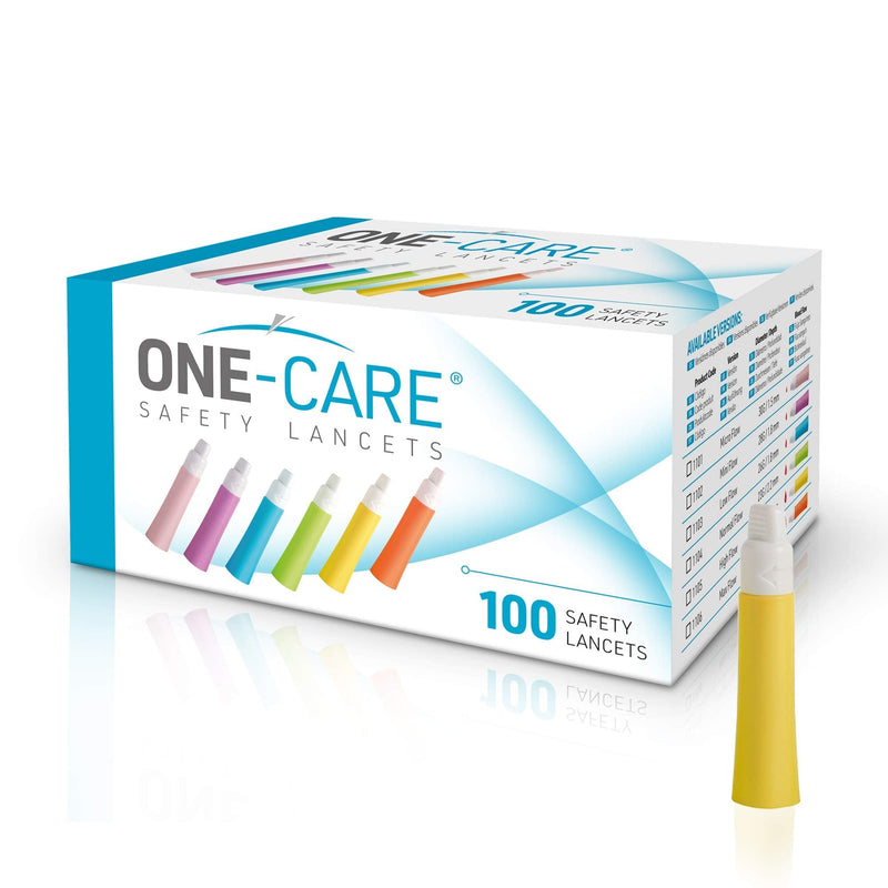 [Australia] - MediVena ONE-Care Safety Lancets, Contact-Activated, 21G x 2.2mm, 100/bx, Sterile, Single-Use, Preloaded, Gentle for Comfortable Testing 