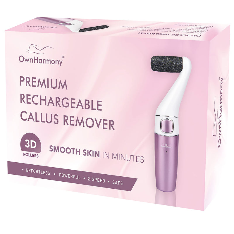 [Australia] - Own Harmony Professional Pedi Foot Care for Women: Rechargeable Pedicure Tools and Callus Remover for Feet Electric - Electronic Foot File Sander - Best for Hard Dry, Dead, Cracked Skin (3 Rollers) Satin Rose 