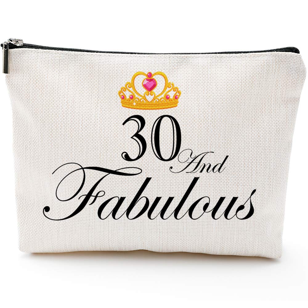 [Australia] - Fun 30th Birthday Gifts for Women-30 and Fabulous-Makeup Travel Case, Makeup Bag Gifts 