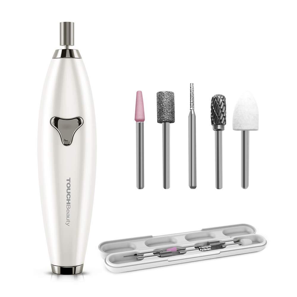 [Australia] - TOUCHBeauty Electric Nail File Drill Rechargeable 6in1 Manicure Pedicure set for Natural Acrylic Nails Long Press 5s Turn on, ±360° Dual-ways Rotation Travel Set 1733 