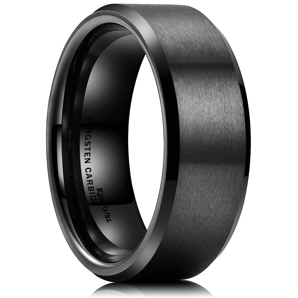 [Australia] - King Will Basic Unisex 8mm Silver/Black Tungsten Carbide Matte Polished Finish Wedding Engagement Band Ring Black 5 