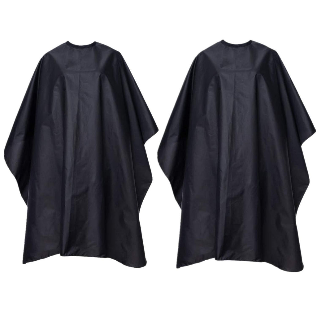 [Australia] - FocusOn 2 Pack Professional Barber Cape, Salon Styling Cape with Adjustable Snap Closure for Hair Cutting, 59" x 51", Black 