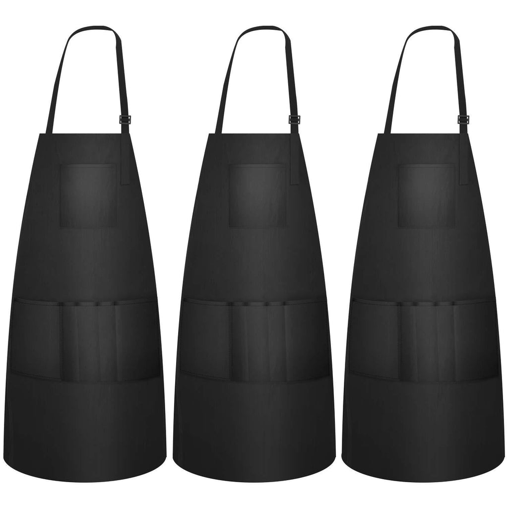 [Australia] - FaHaner 3 Pack Adjustable Barber Apron with 6 Pockets Barber Hairdressing Cloth Extra Long Ties Chef Works Apron is Suitable for Men or Women, Chef, Kitchen, Home,Cafe 