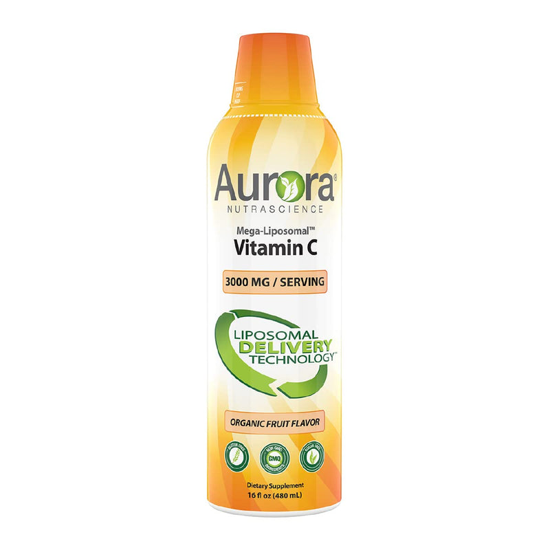 [Australia] - Aurora Nutrascience, Mega- Liposomal Vitamin C, 3,000 mg per Serving, Gluten Free, Non-GMO, Sugar Free, High Absorption, Fat Soluble Vitamin C, Immune System Support, 16 oz (480 mL) 16 Fl Oz (Pack of 1) 
