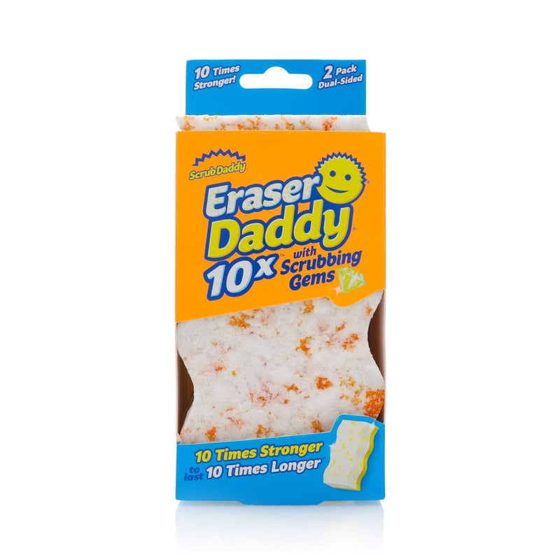 [Australia] - Scrub Daddy Eraser Sponge - Eraser Daddy 10x - Durable Melamine Eraser, Dual-Sided Scrubber, Temperature Controlled, Water Activated, All Purpose Cleaning for Walls, Baseboards, Kitchen Bathroom 2ct 2 Count (Pack of 1) 