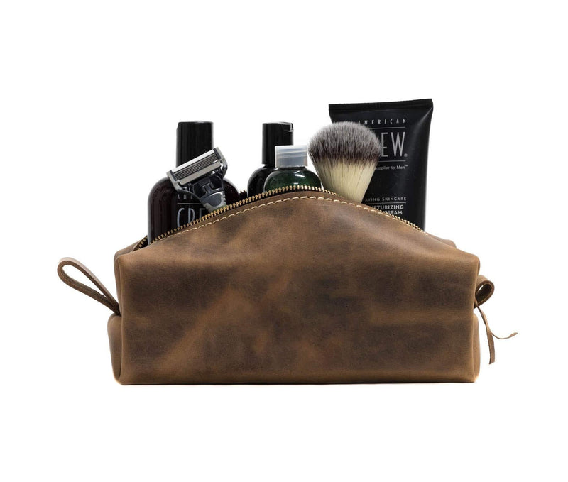 [Australia] - SAN TAN Handmade Genuine Leather Toiletry Bag Travel Dopp Kit ~ Made in the USA (Standard, Desert Sand) Standard 