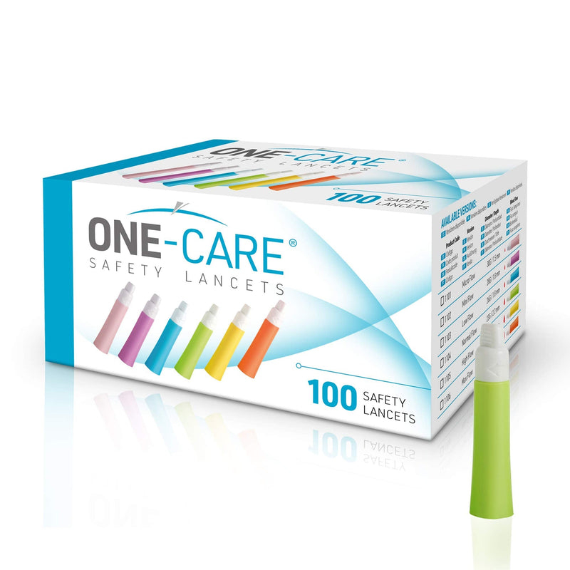 [Australia] - MediVena ONE-Care Safety Lancets, Contact-Activated, 23G x 2.2mm, 100/bx, Sterile, Single-Use, Preloaded, Gentle for Comfortable Testing 