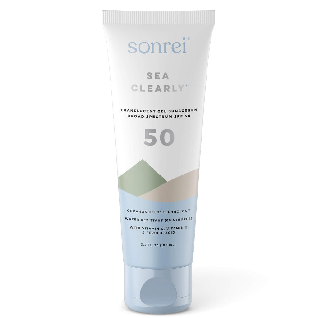 [Australia] - Sonrei Sea Clearly Premium SPF 50 Clear Face and Body Sunscreen Gel | UVA, UVB & Antioxidant Enriched, Reef Safe, UV Protection, Vegan, GMO & Gluten Free - 3.4 Fl Oz (1 Pack) 3.4 Fl Oz (Pack of 1) 