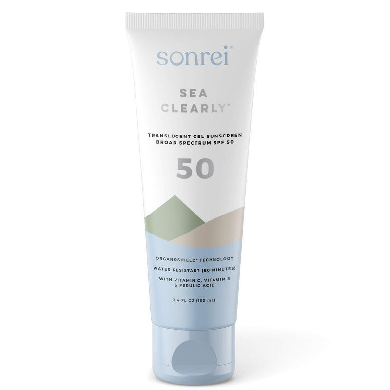 [Australia] - Sonrei Sea Clearly Premium SPF 50 Clear Face and Body Sunscreen Gel | UVA, UVB & Antioxidant Enriched, Reef Safe, UV Protection, Vegan, GMO & Gluten Free - 3.4 Fl Oz (1 Pack) 3.4 Fl Oz (Pack of 1) 