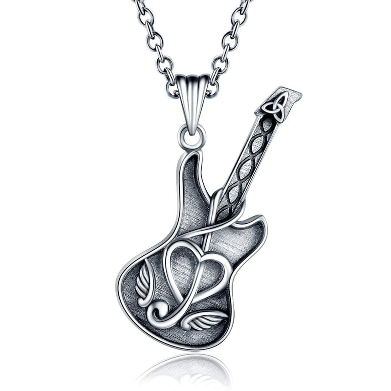 [Australia] - 925 Sterling Silver Guitar Cremation Jewelry for Ash - Urn Necklace Musical Memorial Pendant Bereavement Keepsake Gift for Loss of Guitarist or Music Lover 