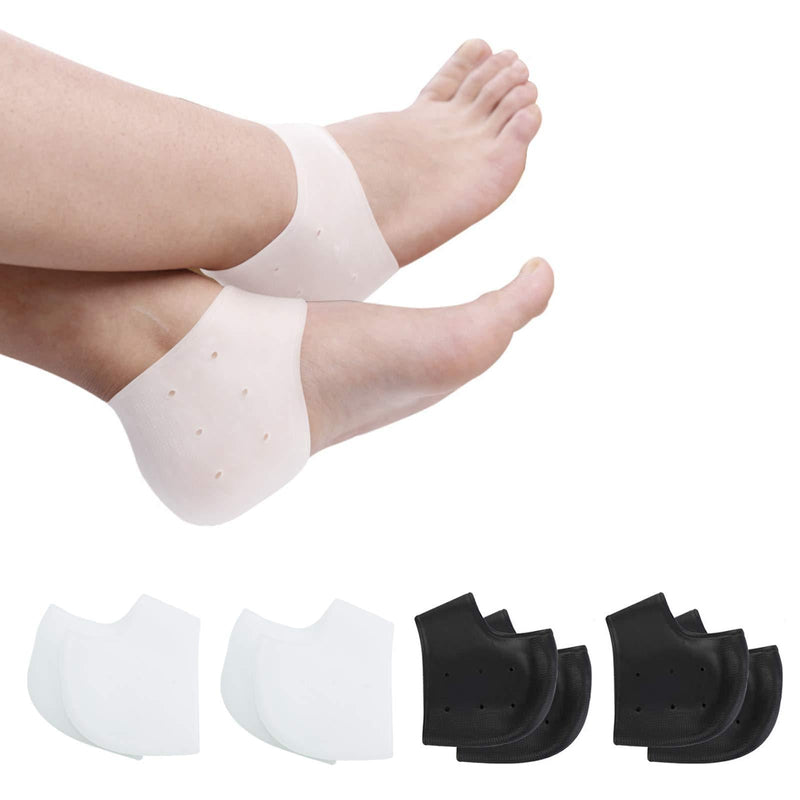 [Australia] - Breathable Heel Cups, Plantar Fasciitis Inserts, Heel Pads Cushion Great for Heel Pain, Heal Dry Cracked Heels, Achilles Tendinitis, for Men & Women 2*pairs White + 2*pairs Black 
