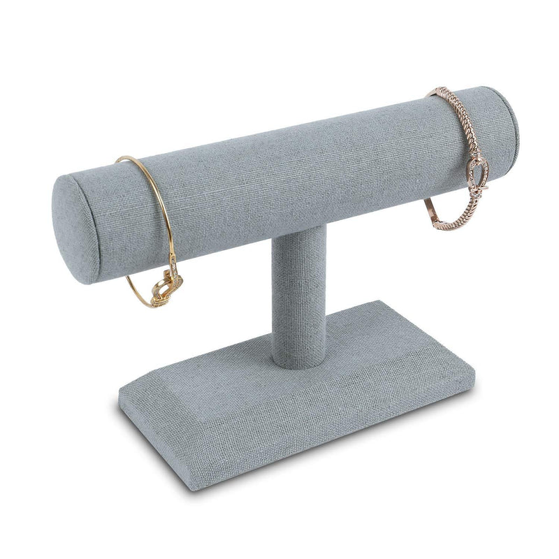 [Australia] - MOOCA Linen Covered Wood Jewelry Display Perfect for Bracelet Bangle Watch for Home Organization, Store, Tradeshow and Showcase, 7 3/4"W x 2 3/4"D x 5"H, Dim Gray 