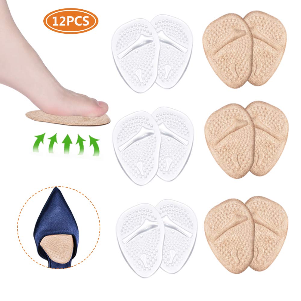 [Australia] - Ball of Foot Cushions, Metatarsal Pads, High Heel Inserts, Forefoot Cushions, Soft Gel Insole Pads, Idea for Mortons Neuroma & Metatarsal Foot Pain Relief – Women＆Men (12PCS/6Pairs) 1 Pair (Pack of 6) 