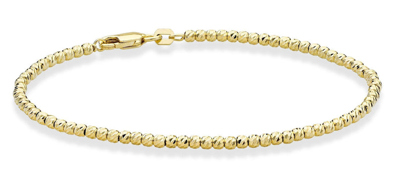 [Australia] - Miabella 925 Sterling Silver Diamond-Cut 2.5mm Bead Ball Chain Bracelet for Women Teen Girls 6.5, 7, 8 Inch Choice of 18K Gold Plated or Silver 6.5 Inches yellow-gold-plated-silver 