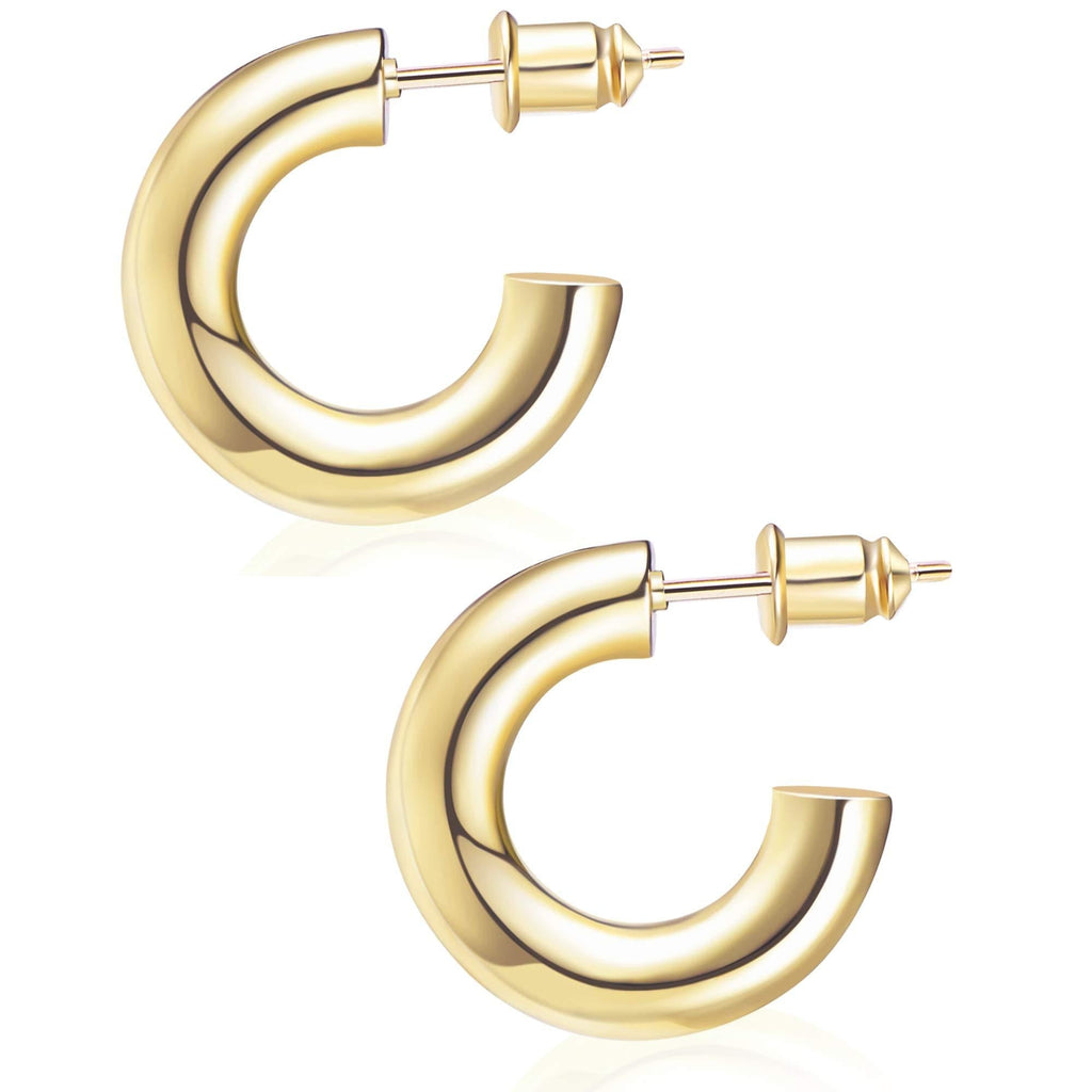 [Australia] - wowshow Chunky Open Hoops Thick Gold Hoop Earrings for Women and Girls 20.0 Millimeters 