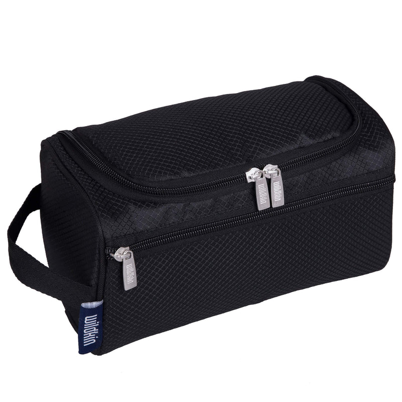 [Australia] - Wildkin Toiletry Bag for Boys, Girls, and Adults, Toiletry Bags Measures 9.5 x 5 x 5 Inches, Multifunctional, Spacious and Ideal Sized for Weekend or Overnight Travel Bag, BPA-Free (Rip Stop Black) Rip Stop Black 