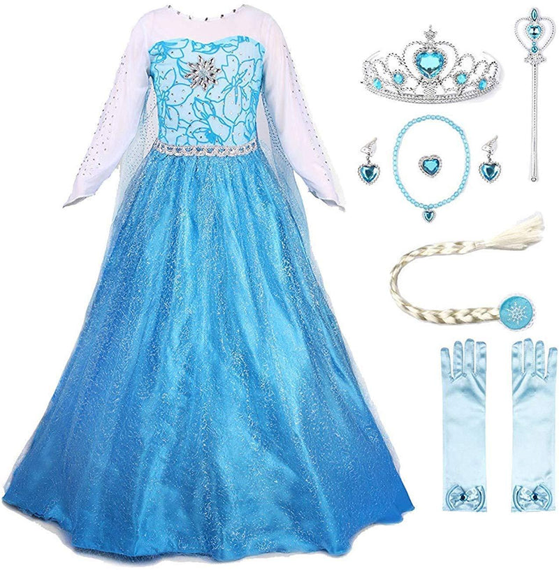 [Australia] - JerrisApparel Princess Dress Queen Costume Cosplay Dress Up with Accessories Blue With Accessories 2-3 