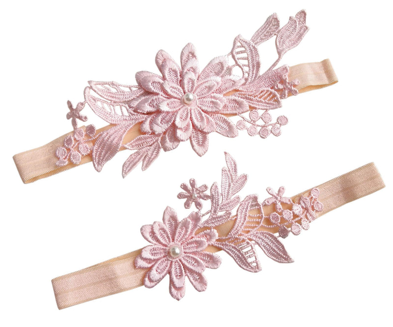 [Australia] - Oyabridal Garter for Bride Wedding Garter Set Floral Bridal Garter Lace Blush 