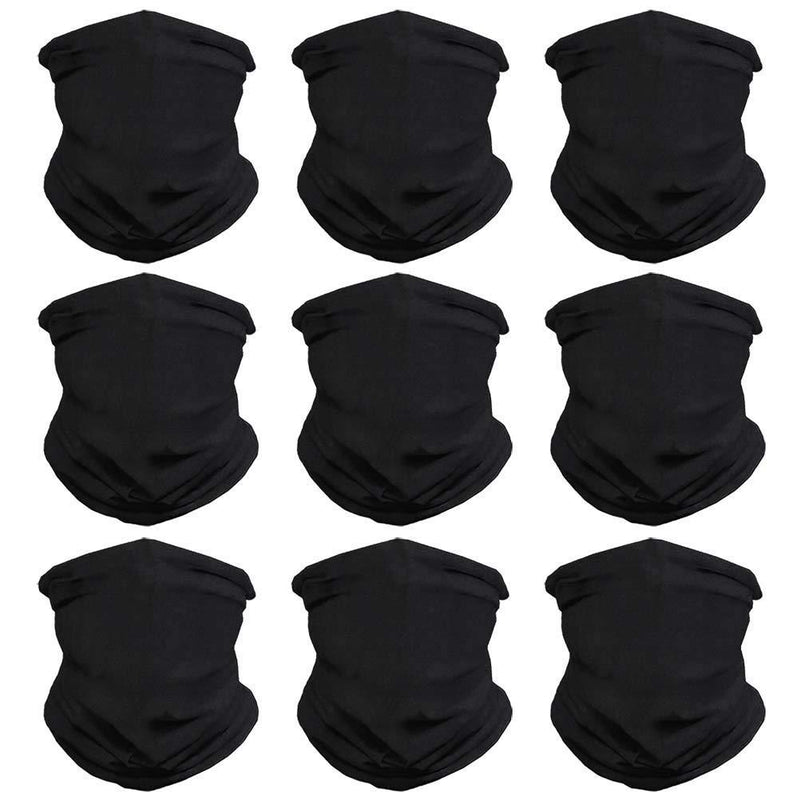 [Australia] - VCZUIUC Headwear Bandana Head Wrap Face Scarf Mask Neck Gaiter Balaclava for Sports One Size 9pcs Black 