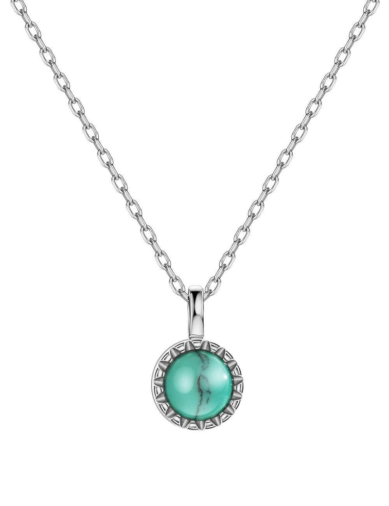 [Australia] - michooyel S925 Sterling Silver Dainty Turquoise/Opal Pendant Necklace Petite Birthstone Layering Necklace for Women Girls 