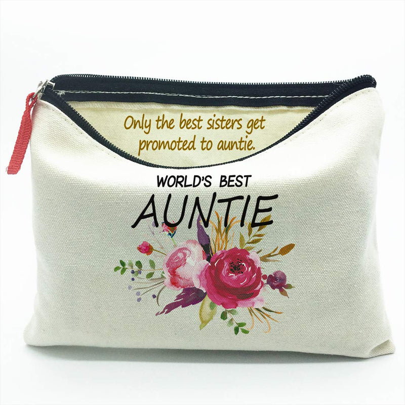 [Australia] - Auntie Gift, Baby Reveal Gift,New Parents Pregnancy Announcement Gift,Only The Best Sisters Get Promoted To Auntie,canvas Makeup Cosmetic Bag 