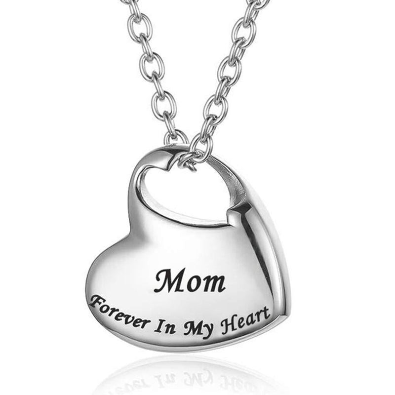 [Australia] - Cremation Urn Necklace for Ashes Urn Jewelry,Forever in My Heart Carved Locket Stainless Steel Keepsake Waterproof Memorial Pendant for mom & dad with Filling Kit 