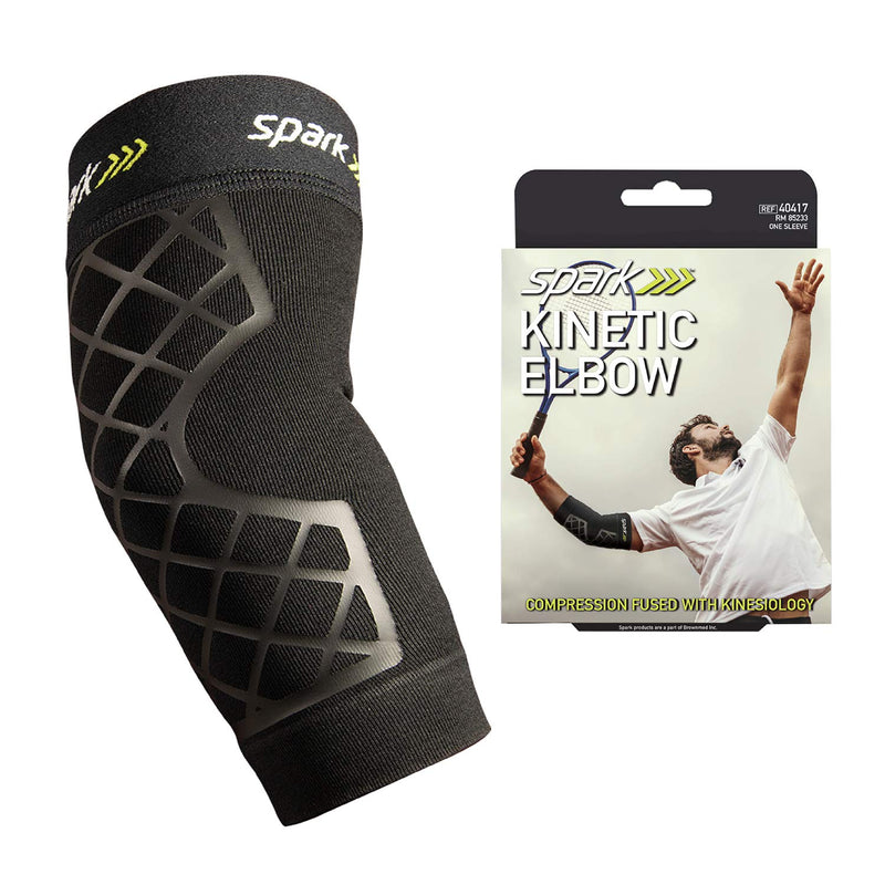 [Australia] - Spark Kinetic Elbow Sleeve, Size Large – Provides Enhanced Support with Embedded Kinesiology Tape –Made with Moisture-Wicking Material – Designed for Use While Golfing, Tennis, Basketball, & More 