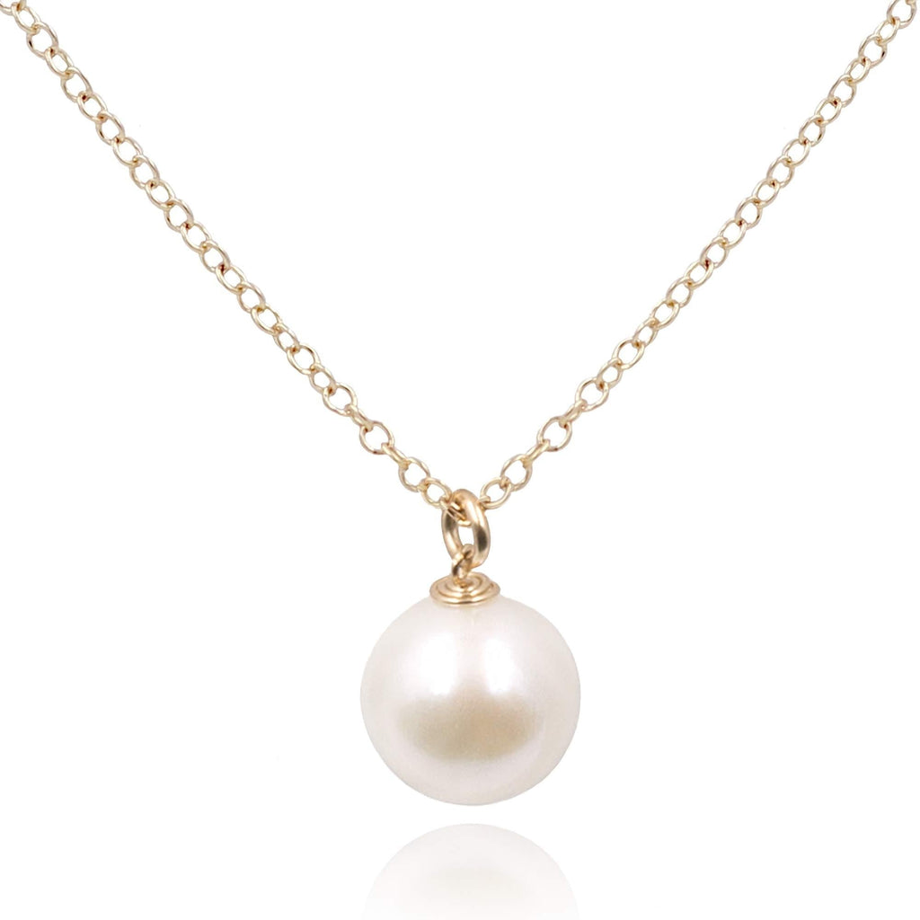 [Australia] - MaeMae Shell Pearl Pendant Necklace 14K Gold Filled Jewelry –"I love you, Mom” 16-18" Adjustable Chain 
