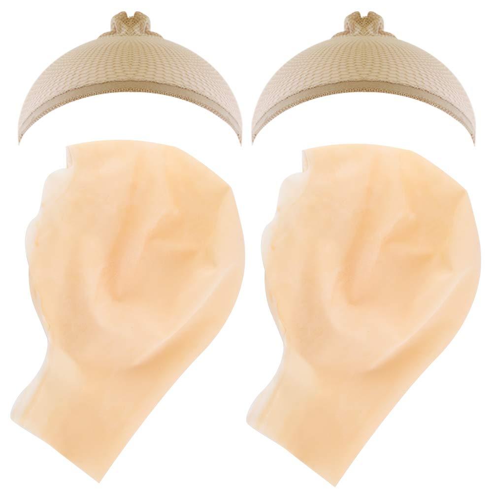 [Australia] - WXJ13 2 PCS Makeup Latex Bald Caps and 2 PCS Nylon Wig Caps for Costume Party Adult Costume Accessory 