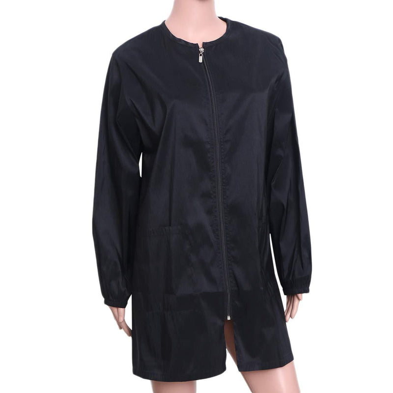 [Australia] - Beaupretty Salon Client Capes Gown Robes with Sleeves Waterproof Zipper Hair Salon Smock for Women Men(M) M Black 