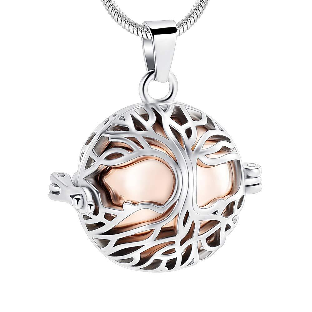 [Australia] - zeqingjw Tree of Life Cremation Urn Necklace for Ashes Memorial Urn Jewelry Ashes Locket for Loved Ones Keepsake Pendant Necklace Rose Gold Urn Tree 