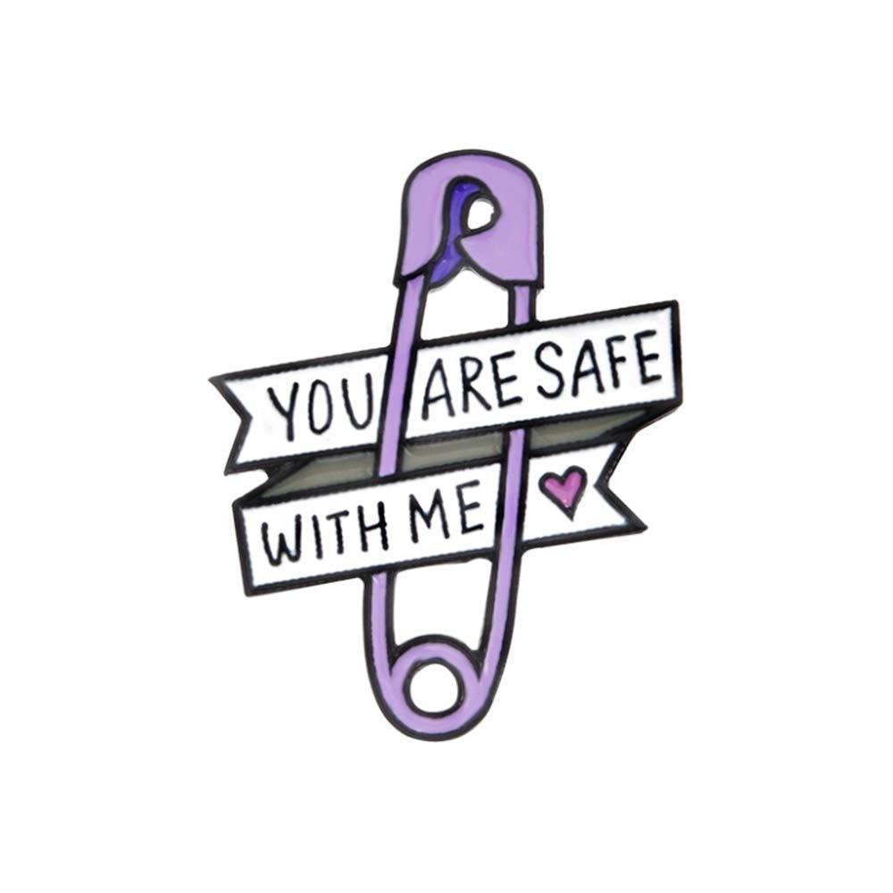 [Australia] - YINLIN Enamel Purple ¡°You are Safe with ME¡± Safety Pin Brooch Lapel Pin Jewelry 