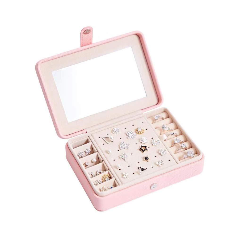 [Australia] - Jewelry Box,Storage Case,Large Capacity with Mirror for Rings Earrings Necklace Bracelets Birthday Gifts for Girls Women (Pink) 