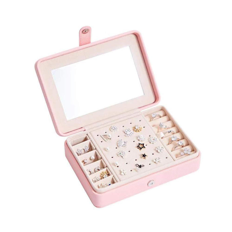 [Australia] - Jewelry Box,Storage Case,Large Capacity with Mirror for Rings Earrings Necklace Bracelets Birthday Gifts for Girls Women (Pink) 