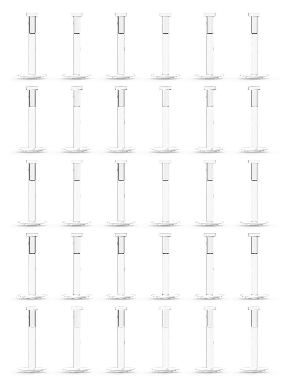 [Australia] - Lcolyoli 30PCS 16G Clear Push Top Piercing Retainers 2mm Flat & Ball Top Bioflex Lip Rings Labret Retainer for Women Men 6-10mm Bar Length Flat Top-30Pcs-16G-1/4" 