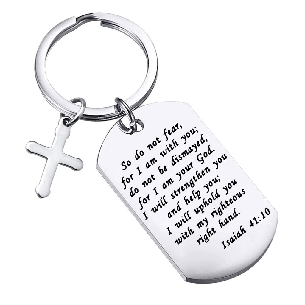[Australia] - MYOSPARK Christian Keychain So Do Not Fear for I Am with You Isaiah 41 10 Scripture Keychain Inspirational Jewelry Religious Gift 