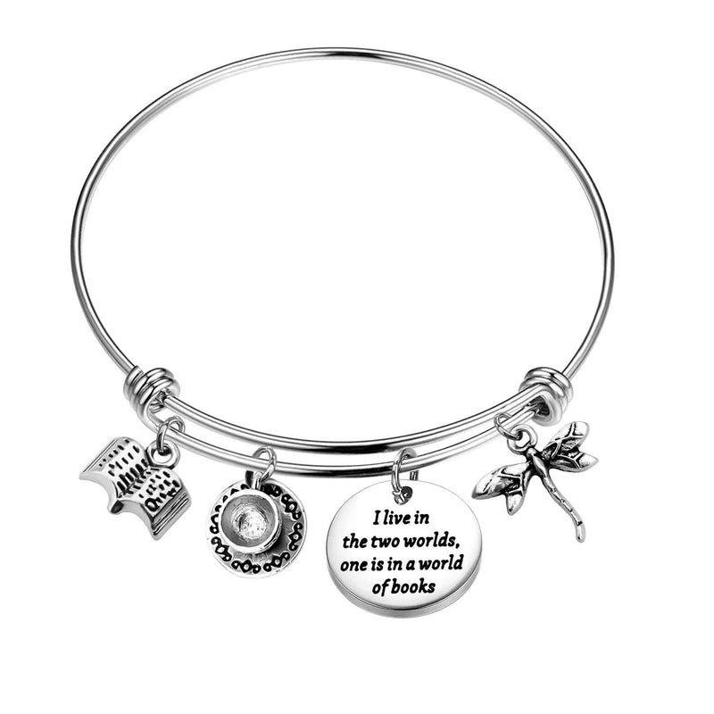 [Australia] - AKTAP Gilmore Girls Gift Book Lover Bracelet I Live in The Two Worlds One is in A World of Book Gilmore Inspiration Gift Bookworm Jewelry Gilmore Inspiration Bracelet 