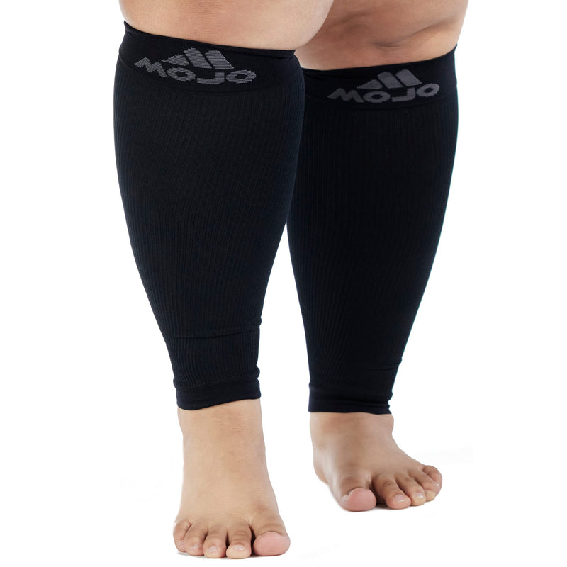 [Australia] - 2XL Mojo Compression Sleeves for Extra Wide Calves - Women and Men - 20-30mHg Black XXL XX-Large 