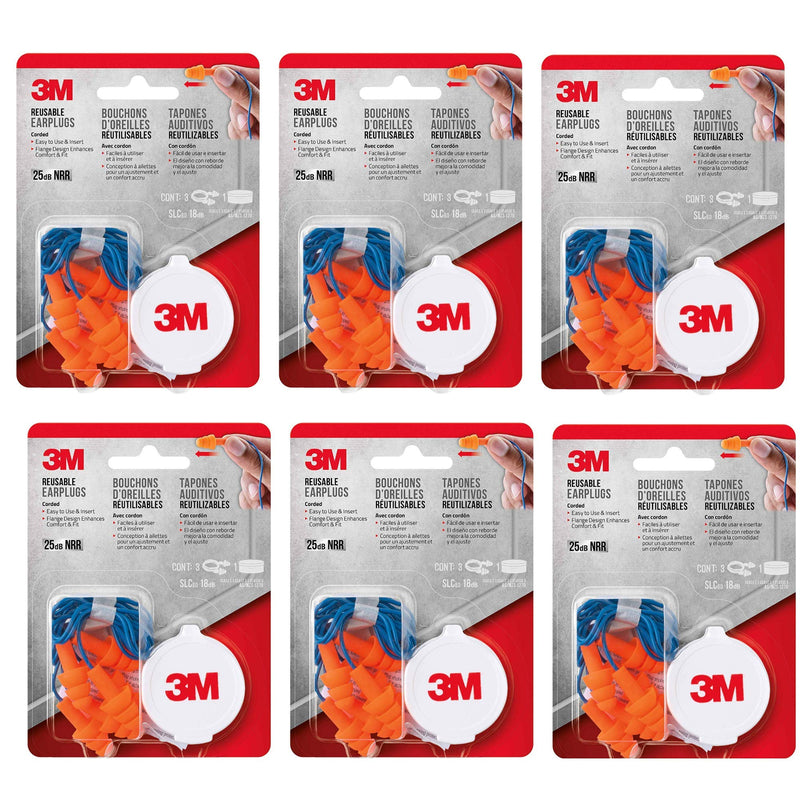 [Australia] - 3M 90716-80025T Corded Reusable Earplug, 3-Pair with Case (6) 