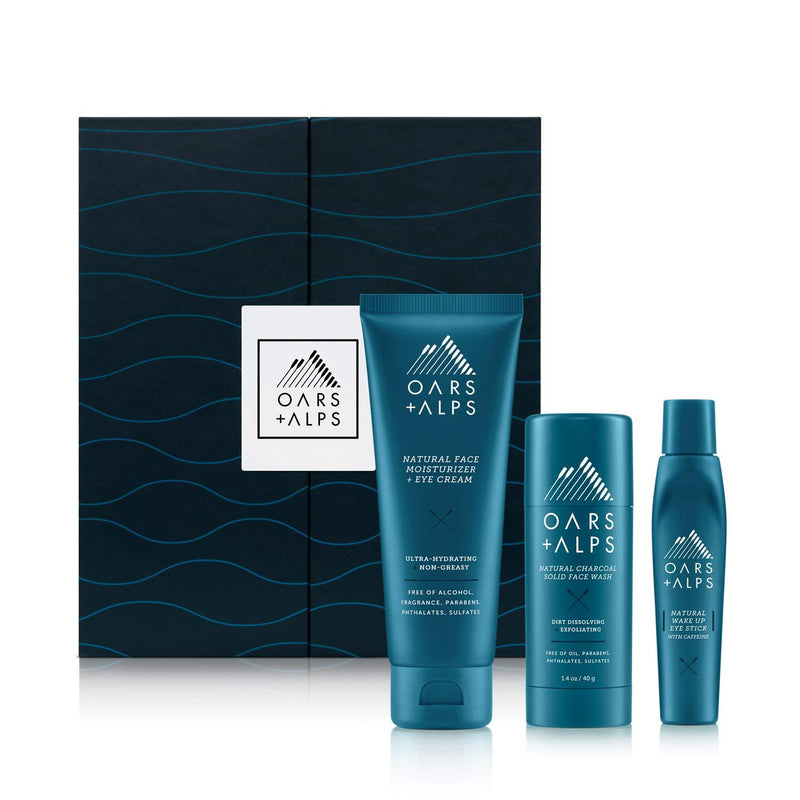 [Australia] - Oars + Alps Natural Skin Care Kit, Gift Set Including Face Wash, Eye Roller, and Moisturizer, Vegan and Gluten Free 