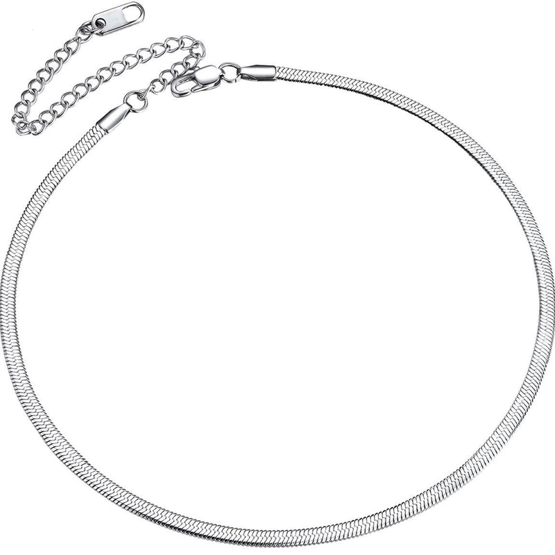 [Australia] - ChainsPro Girls Layered Necklace, Choker, Snake Calvice Chain, Delicate Dainty Jewelry, with Durable Clasp, 3/5MM Width, 12“/15”(Send Gift Box) 12.0 Inches 02：3mm-stainless 